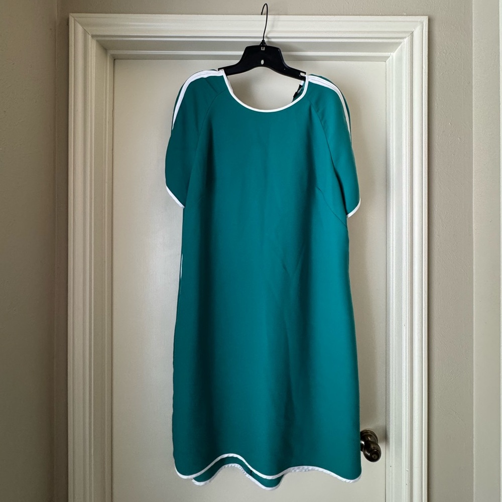 Banana Republic Elegant Teal Dress with White Trim
